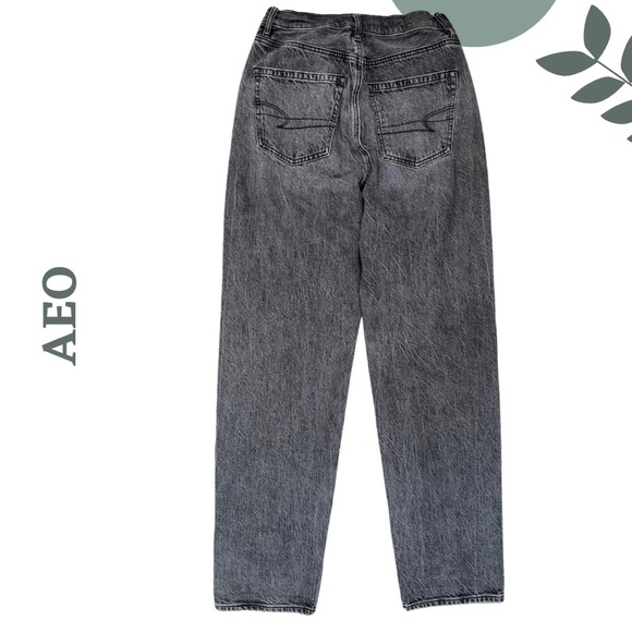 🛍️3/$40 American Eagle High Rise Baggy Jeans in Charcoal Grey – Size 0 - Picture 2 of 6